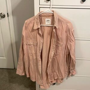 Blush Pink Aerie Anytime Fave Button Down Shirt